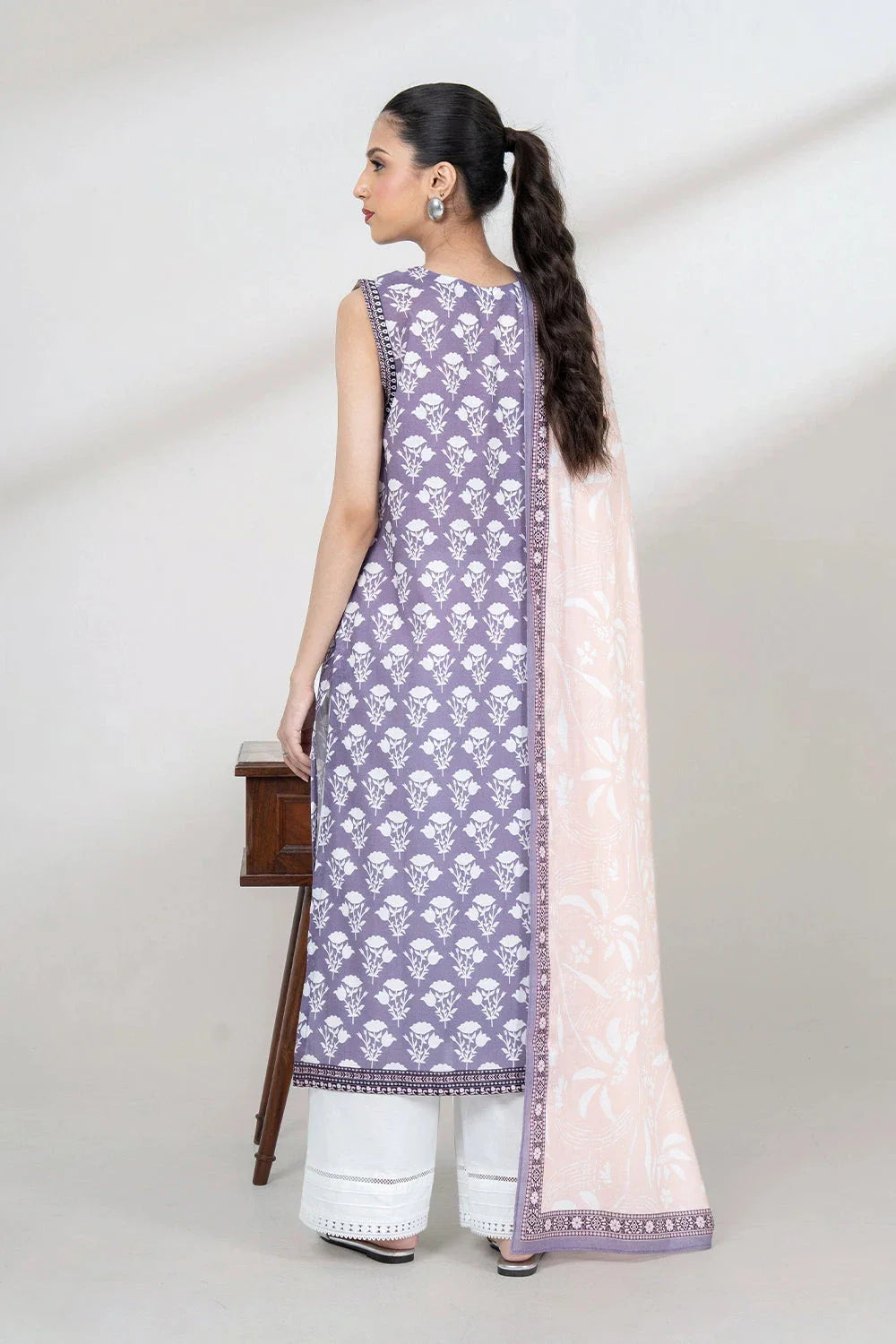 2PC Unstitched Printed Lawn Shirt and Dupatta KSD-3455 Printed KHAS STORES 