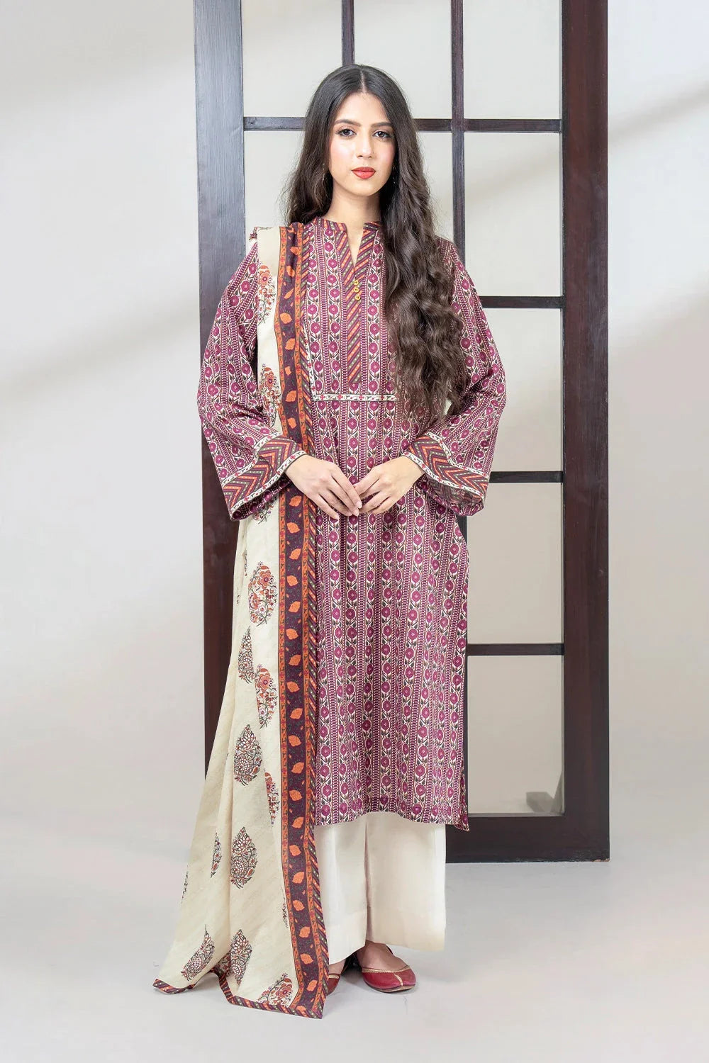 2PC Unstitched Printed Lawn Shirt and Dupatta KSD-3458 Printed KHAS STORES 