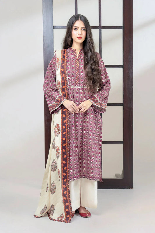 2PC Unstitched Printed Lawn Shirt and Dupatta KSD-3458 Printed KHAS STORES 