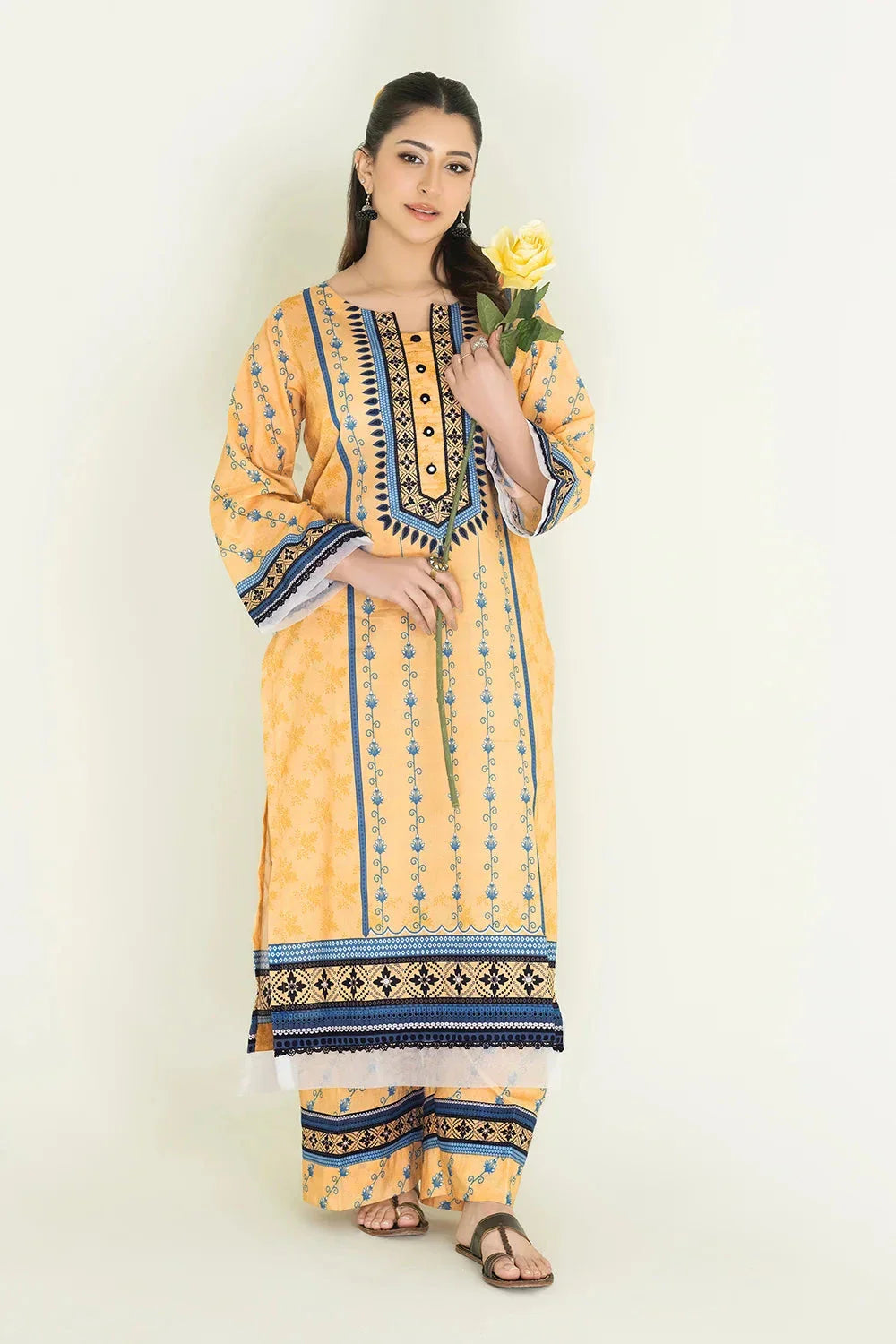 2PC Unstitched Printed Lawn Shirt and Trouser I KST-3829 Printed KHAS STORES 