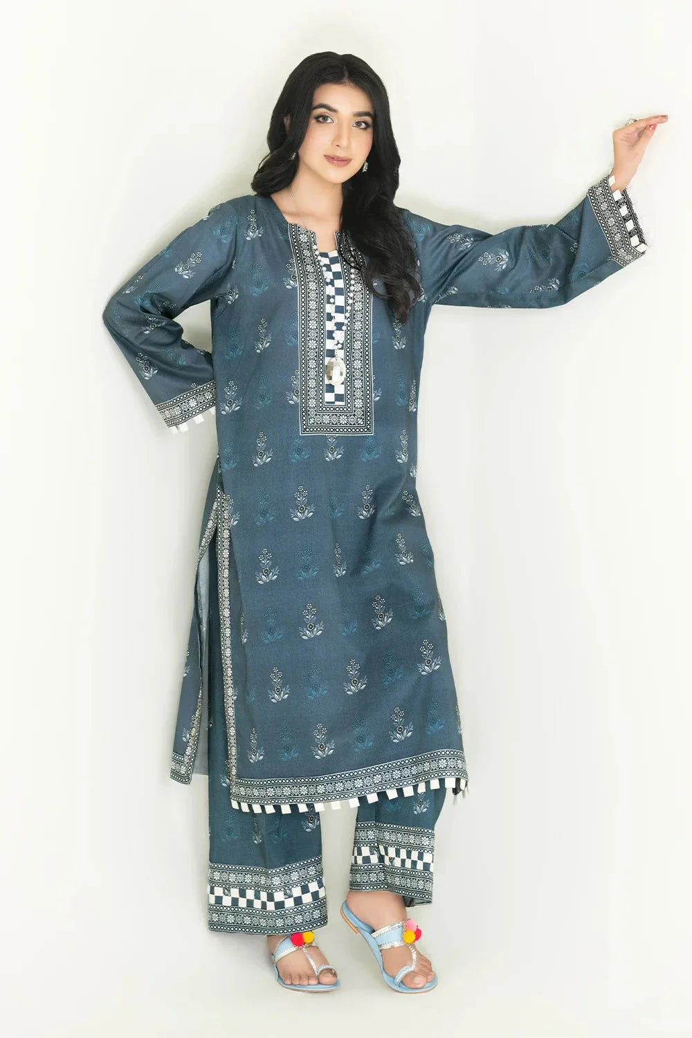 2PC Unstitched Printed Lawn Shirt and Trouser I KST-3833 Printed KHAS STORES 