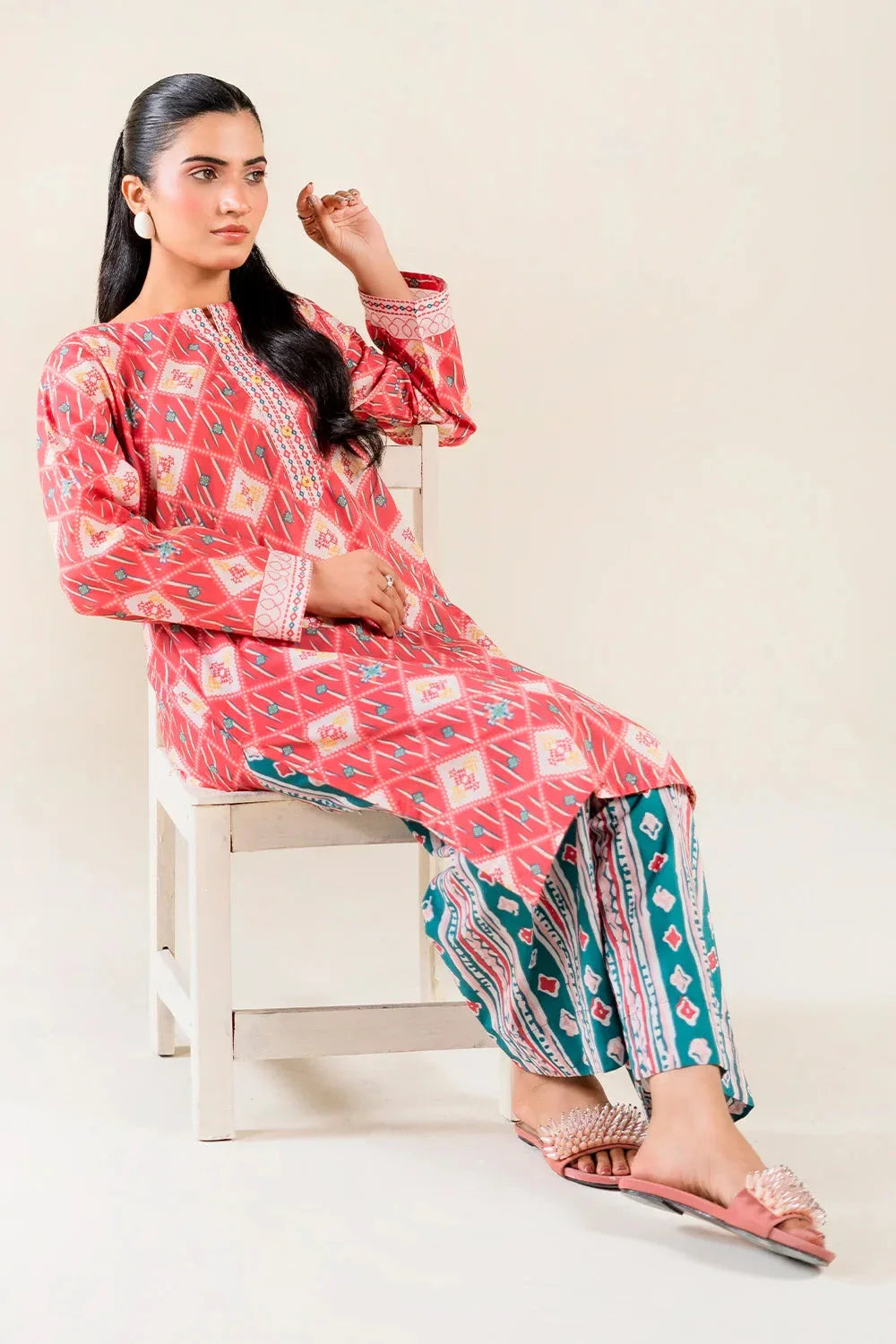 2PC Unstitched Printed Lawn Shirt and Trouser I KST-3842 Printed KHAS STORES 