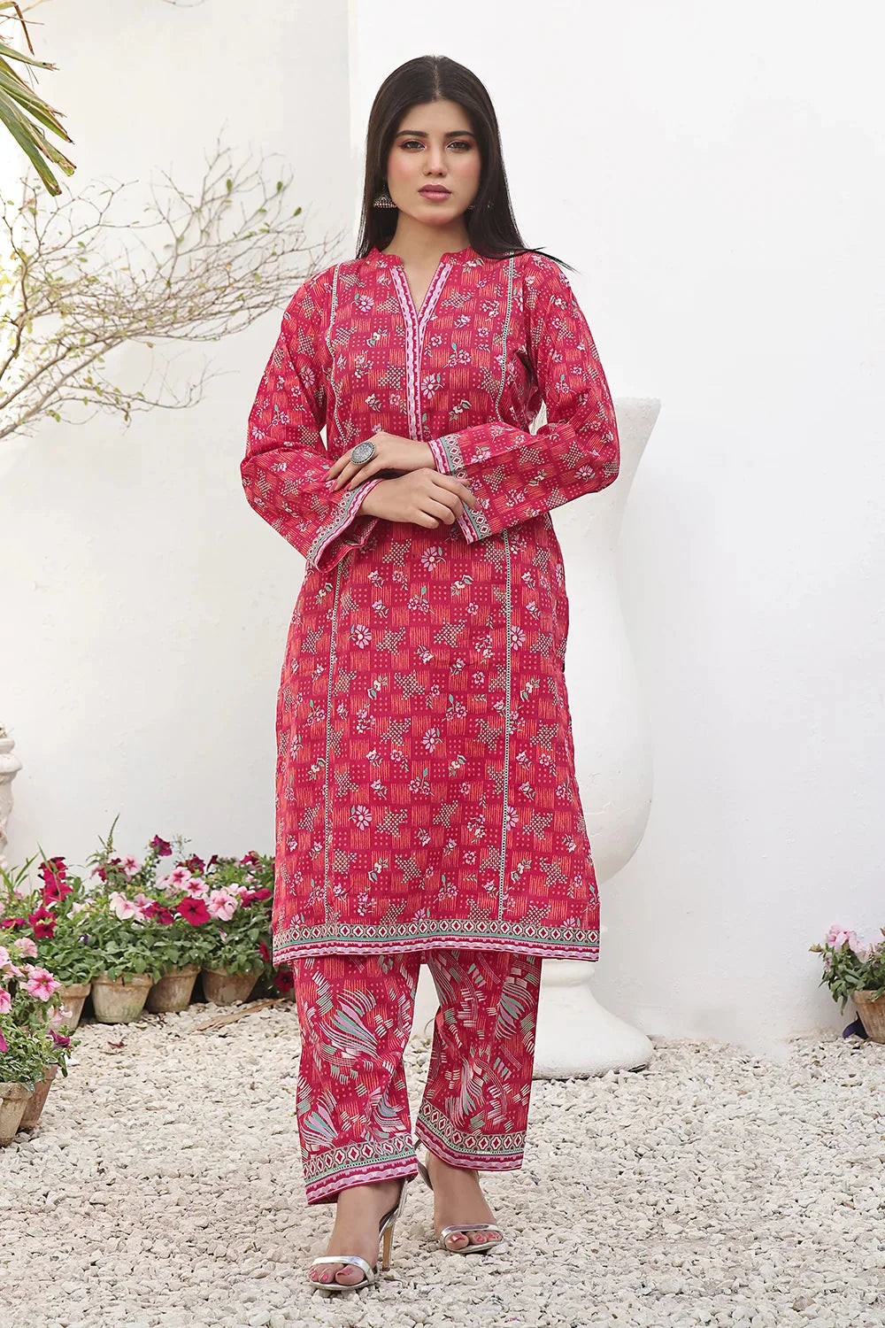 2PC Unstitched Printed Lawn Shirt and Trouser KST-2492 Printed KHAS STORES 