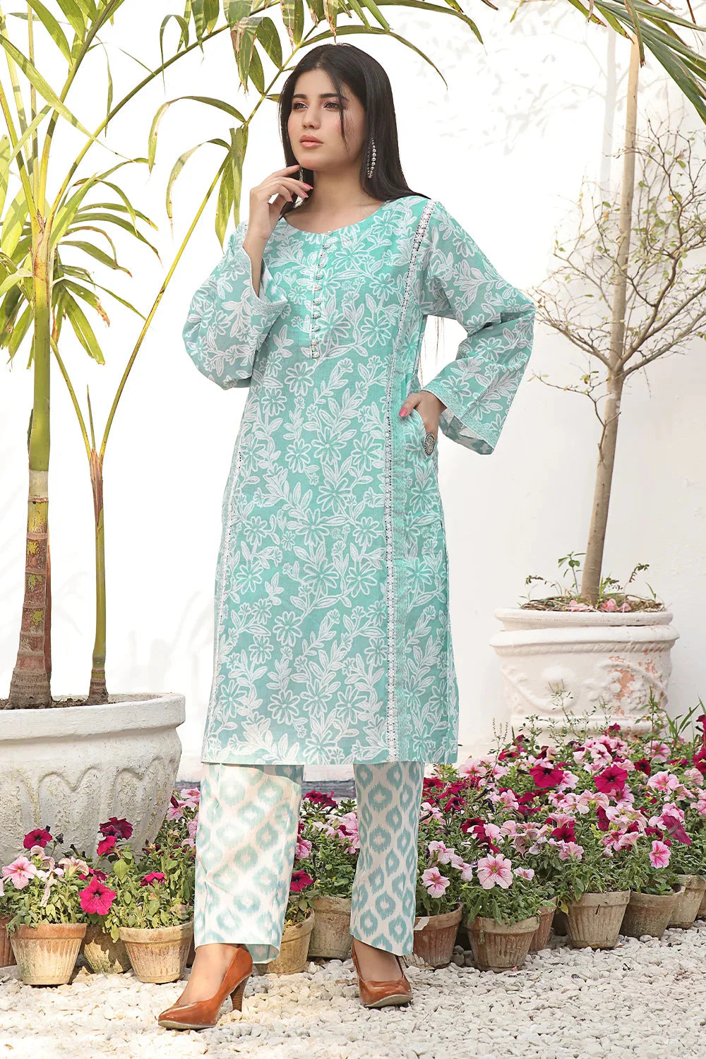 2PC Unstitched Printed Lawn Shirt and Trouser KST-2582 Printed KHAS STORES 