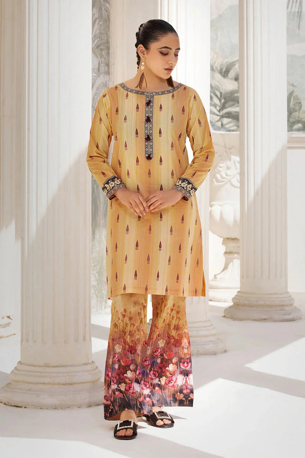 2PC Unstitched Printed Lawn Shirt and Trouser KST-2650 Printed KHAS STORES 