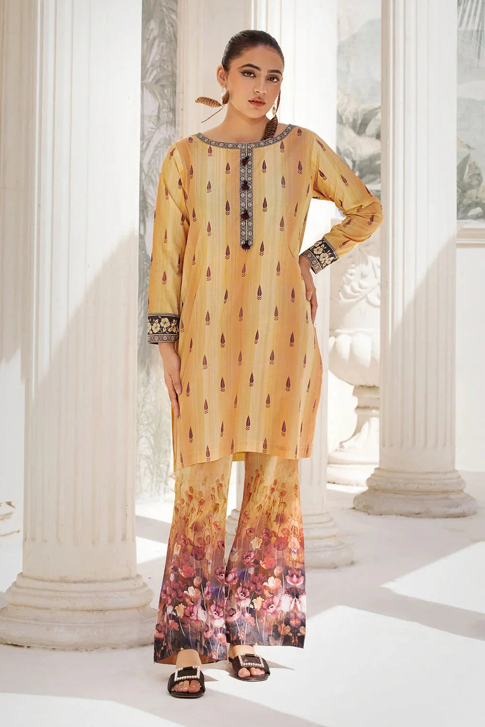 2PC Unstitched Printed Lawn Shirt and Trouser KST-2650 Printed KHAS STORES 