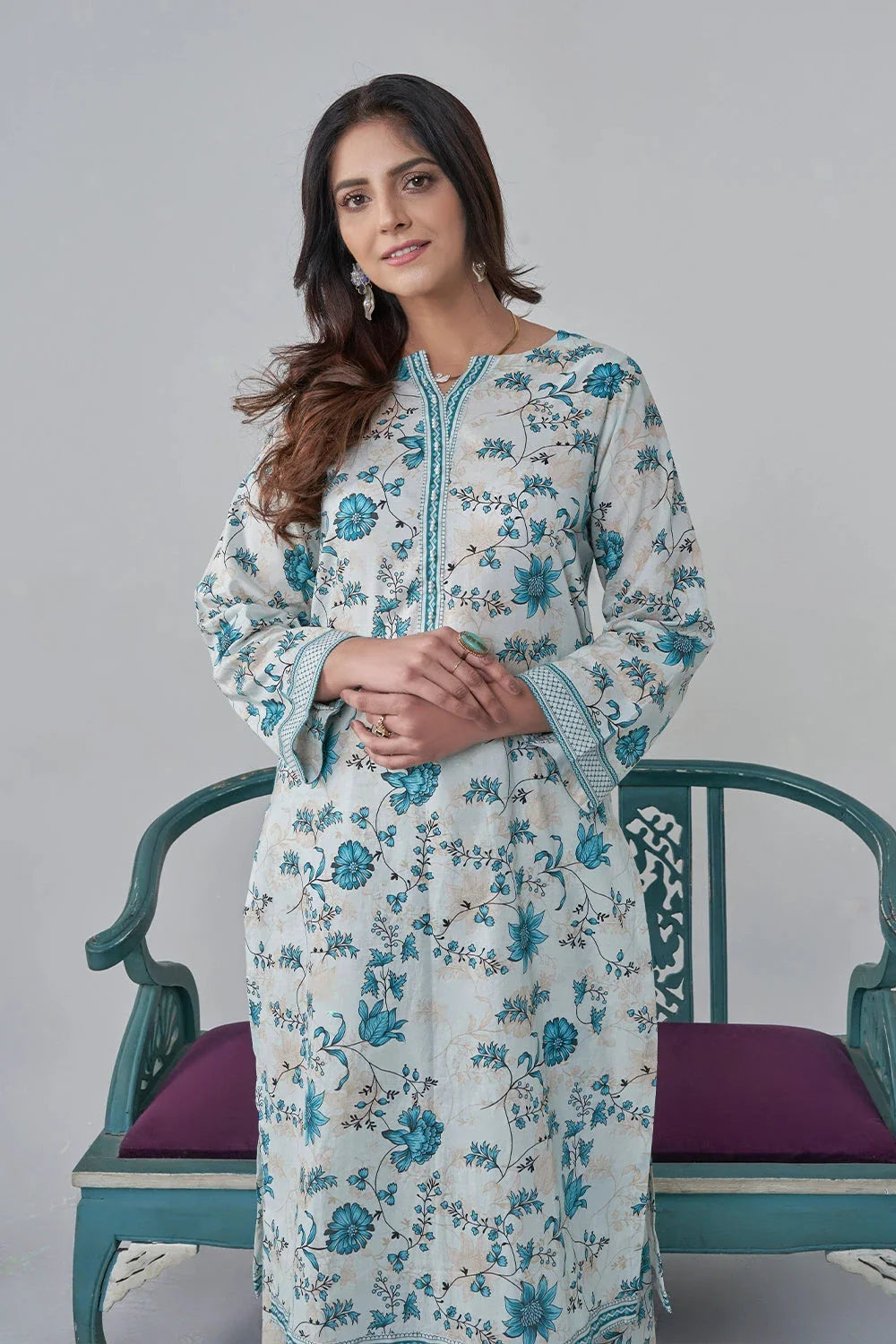 2PC Unstitched Printed Lawn Shirt and Trouser KST-3124 Printed KHAS STORES 