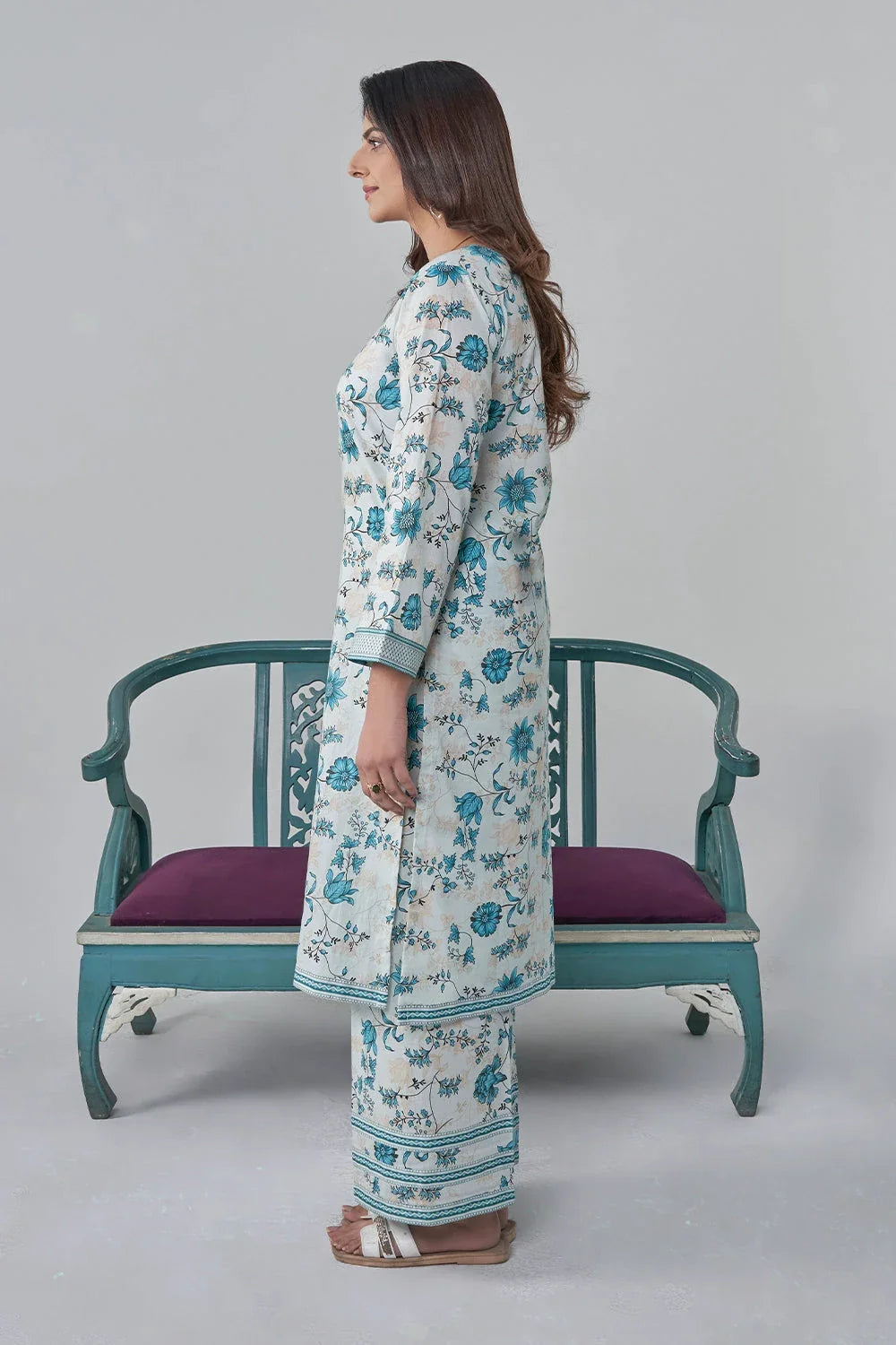 2PC Unstitched Printed Lawn Shirt and Trouser KST-3124 Printed KHAS STORES 