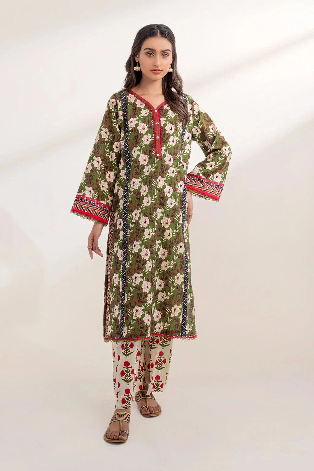 2PC Unstitched Printed Lawn Shirt and Trouser KST-3241 Printed KHAS STORES 