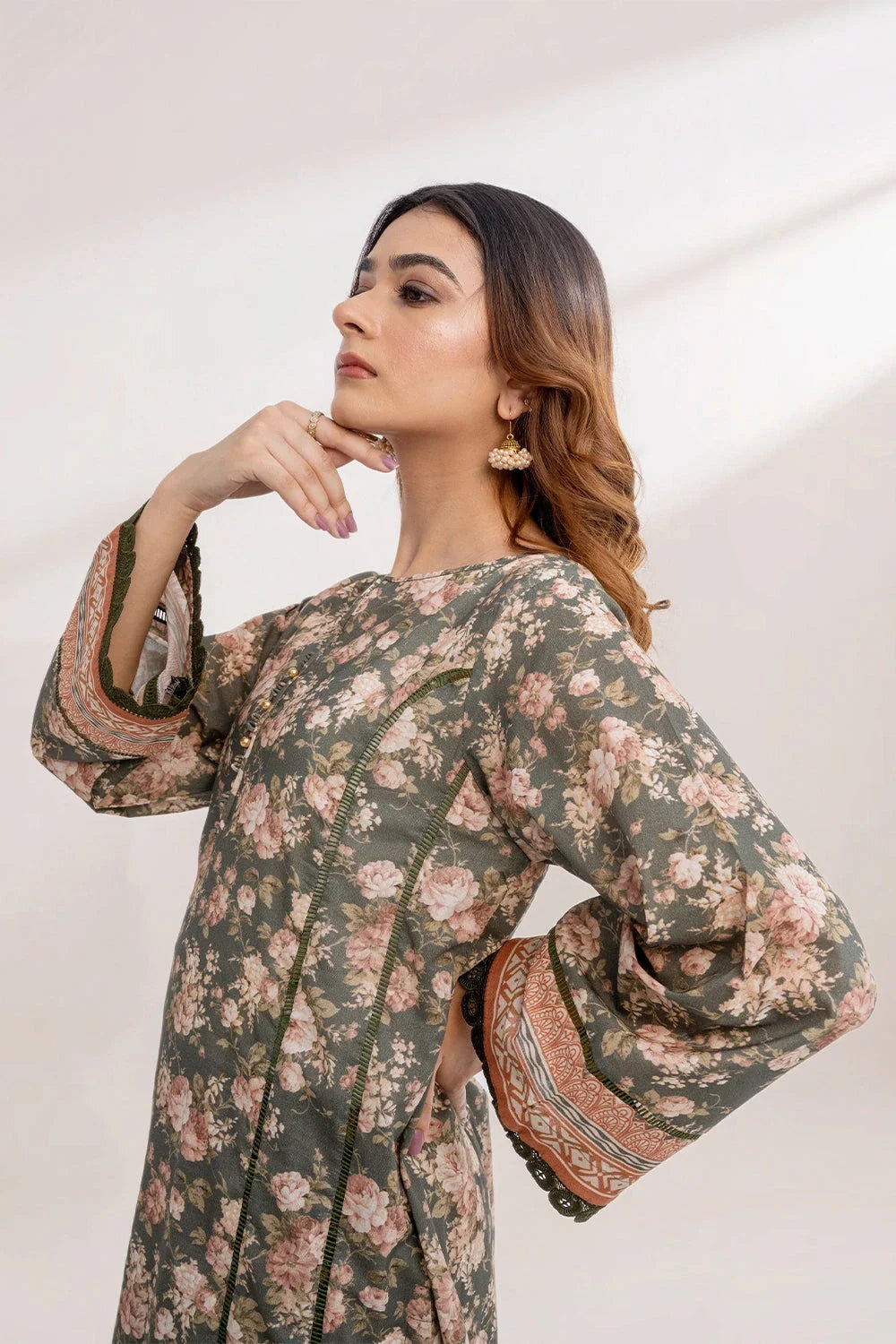 2PC Unstitched Printed Lawn Shirt and Trouser KST-3248 Printed KHAS STORES 