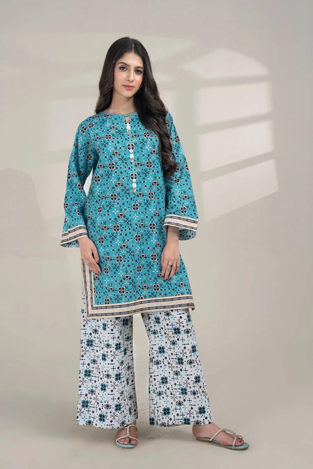 2PC Unstitched Printed Lawn Shirt and Trouser KST-3256 Printed KHAS STORES 