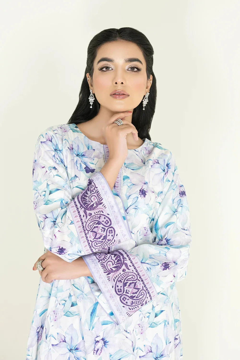 2PC Unstitched Printed Lawn Shirt and Trouser KST-3459 Printed KHAS STORES 