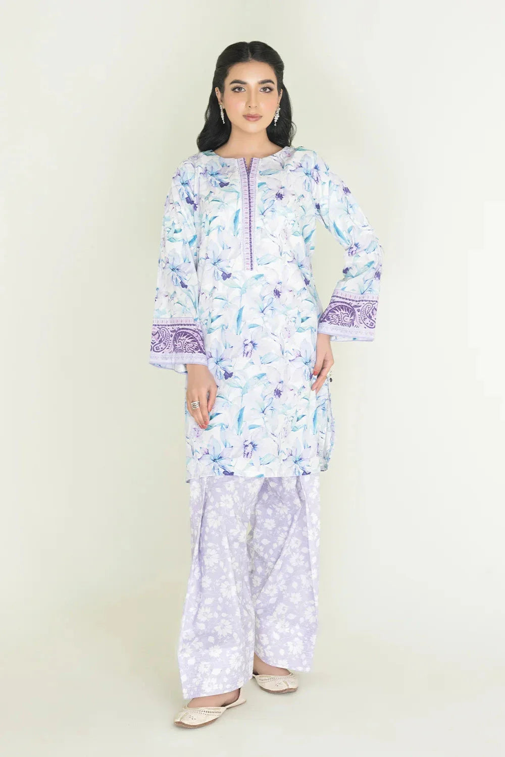 2PC Unstitched Printed Lawn Shirt and Trouser KST-3459 Printed KHAS STORES 
