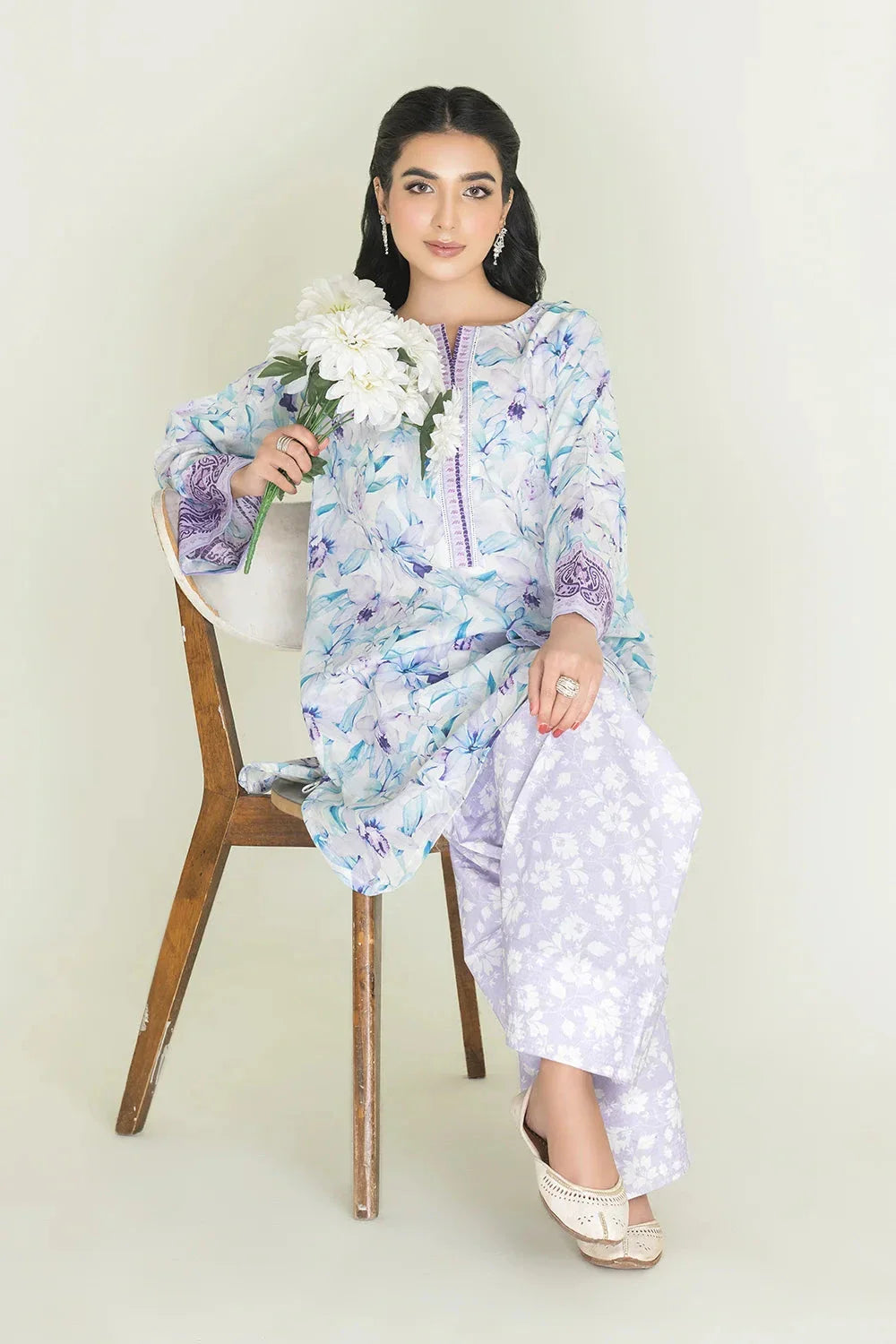 2PC Unstitched Printed Lawn Shirt and Trouser KST-3459 Printed KHAS STORES 