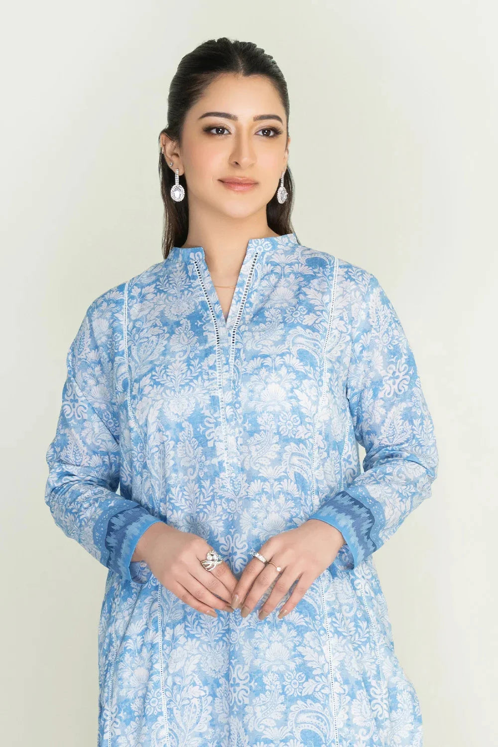 2PC Unstitched Printed Lawn Shirt and Trouser KST-3461 Printed KHAS STORES 