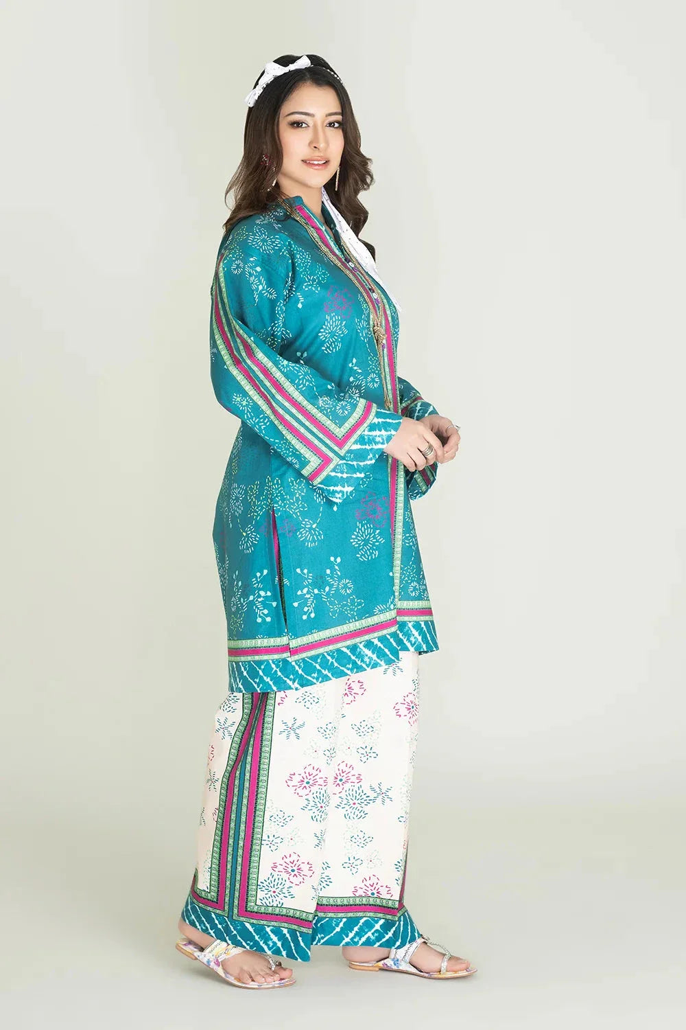 2PC Unstitched Printed Lawn Shirt and Trouser KST-3465 Printed KHAS STORES 