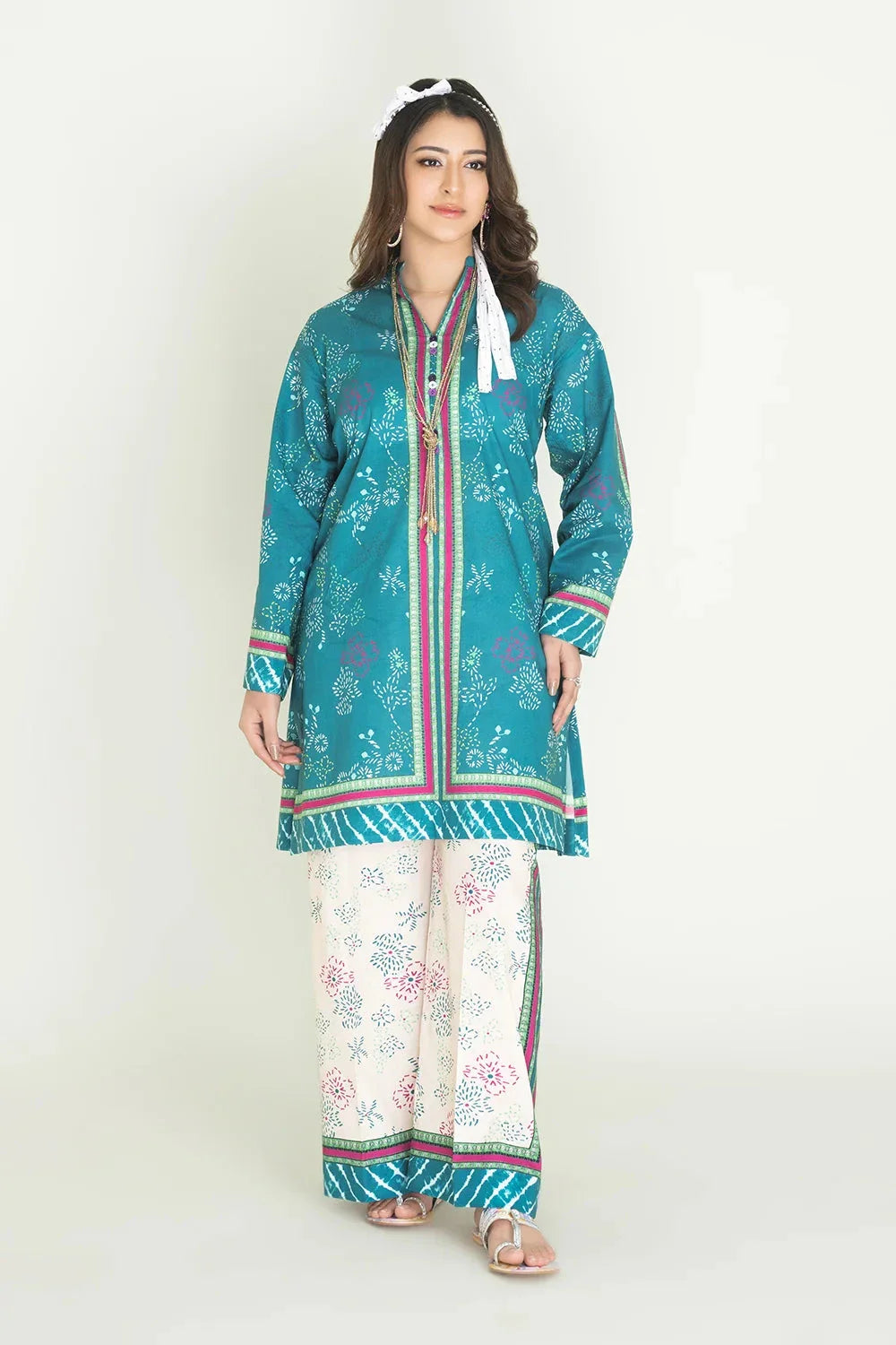 2PC Unstitched Printed Lawn Shirt and Trouser KST-3465 Printed KHAS STORES 