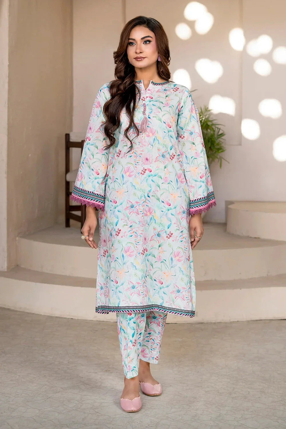 2PC Unstitched Printed Lawn Shirt and Trouser KST-4027 Printed KHAS STORES 