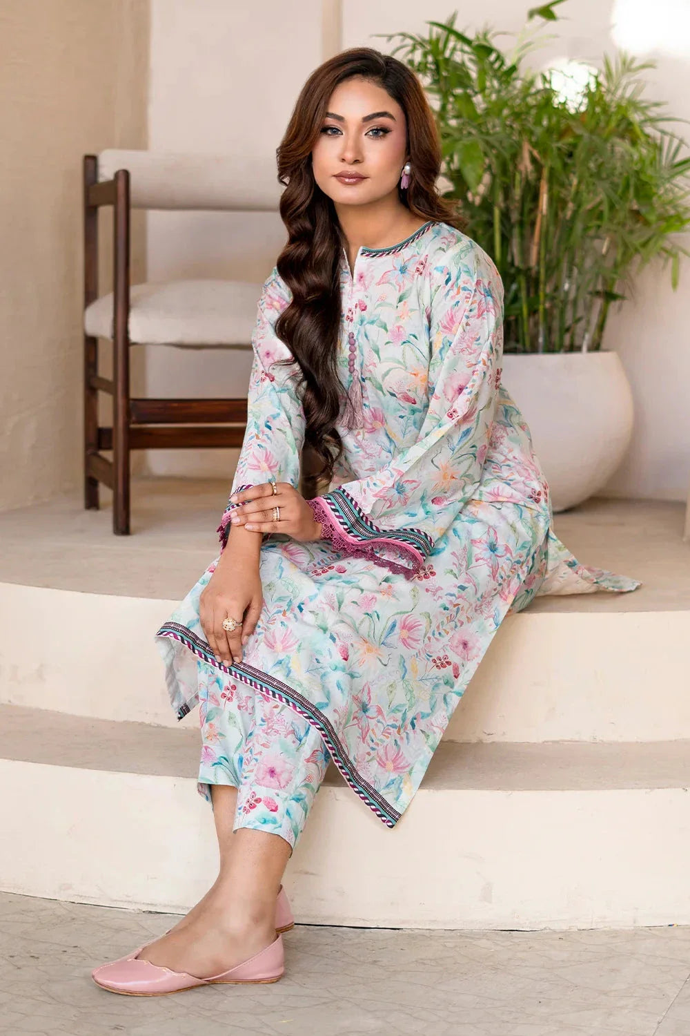 2PC Unstitched Printed Lawn Shirt and Trouser KST-4027 Printed KHAS STORES 