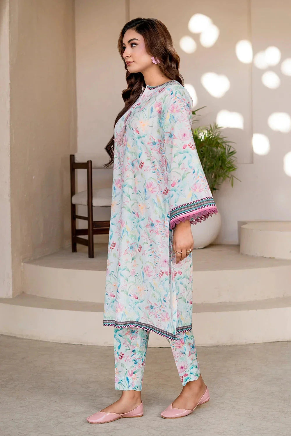2PC Unstitched Printed Lawn Shirt and Trouser KST-4027 Printed KHAS STORES 