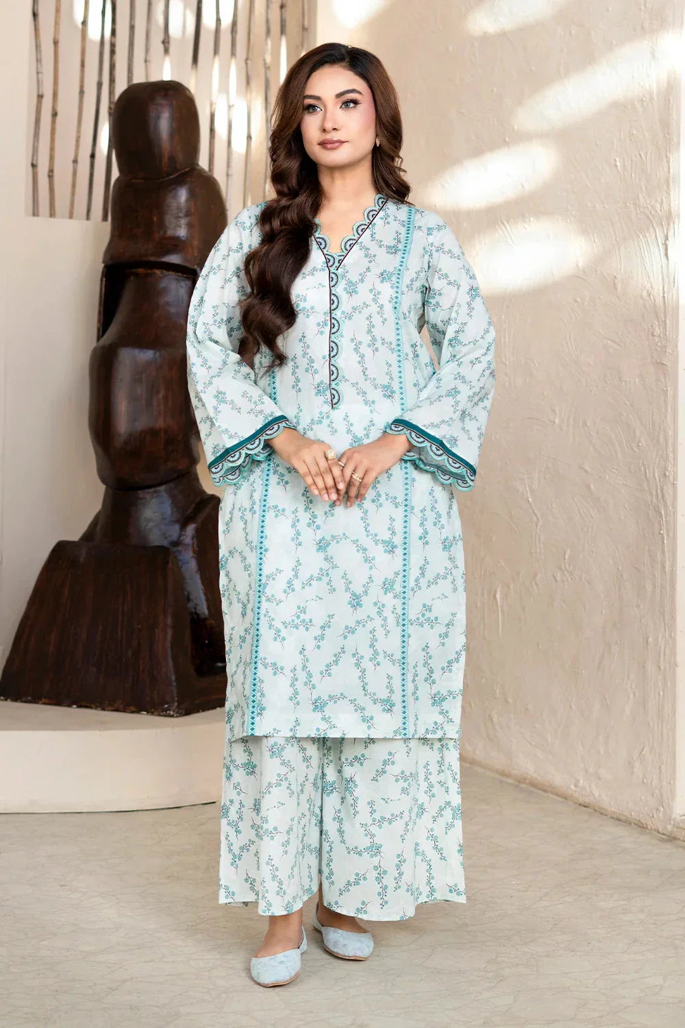 2PC Unstitched Printed Lawn Shirt and Trouser KST-4059 Printed KHAS STORES 