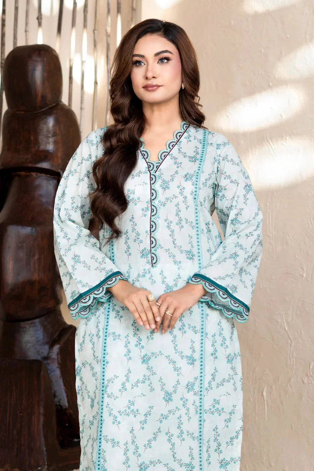 2PC Unstitched Printed Lawn Shirt and Trouser KST-4059 Printed KHAS STORES 