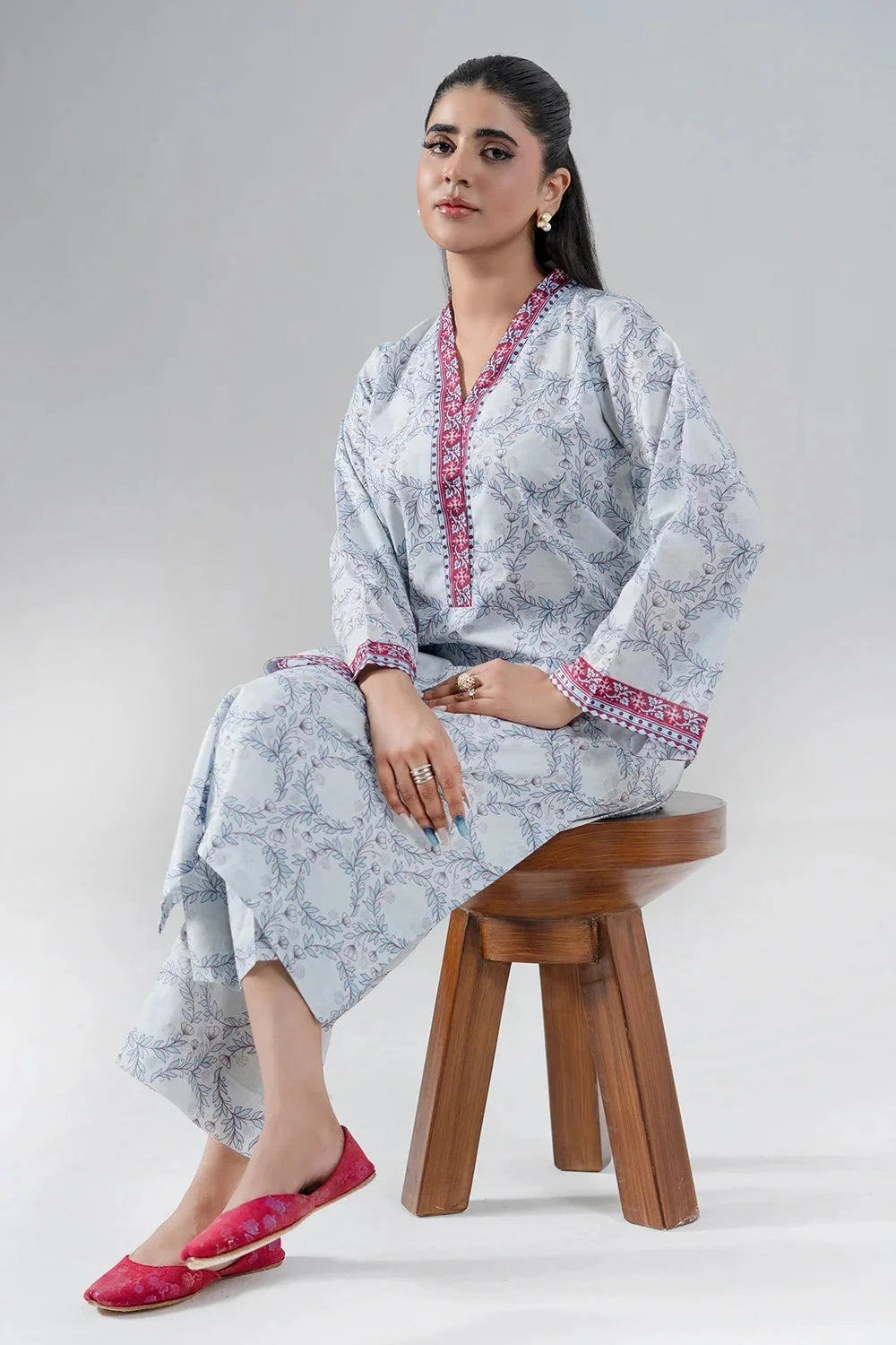 2PC Unstitched Printed Lawn Shirt and Trouser KST-4064 Printed KHAS STORES 