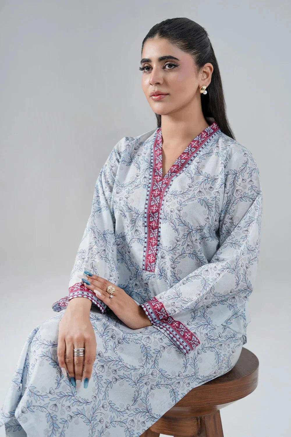 2PC Unstitched Printed Lawn Shirt and Trouser KST-4064 Printed KHAS STORES 