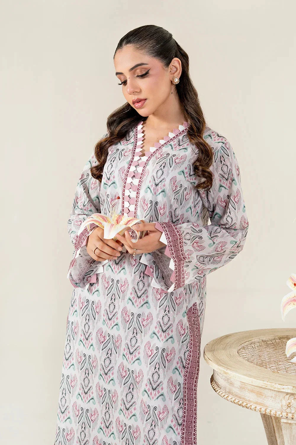 2PC Unstitched Printed Lawn Shirt and Trouser KST-4065 Printed KHAS STORES 