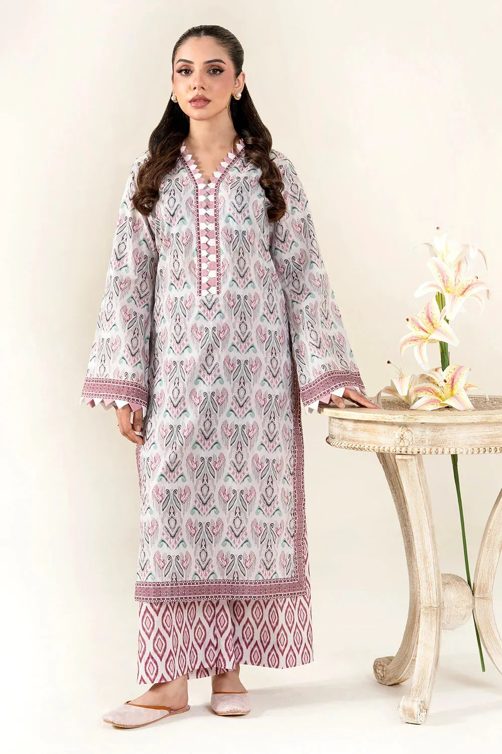 2PC Unstitched Printed Lawn Shirt and Trouser KST-4065 Printed KHAS STORES 