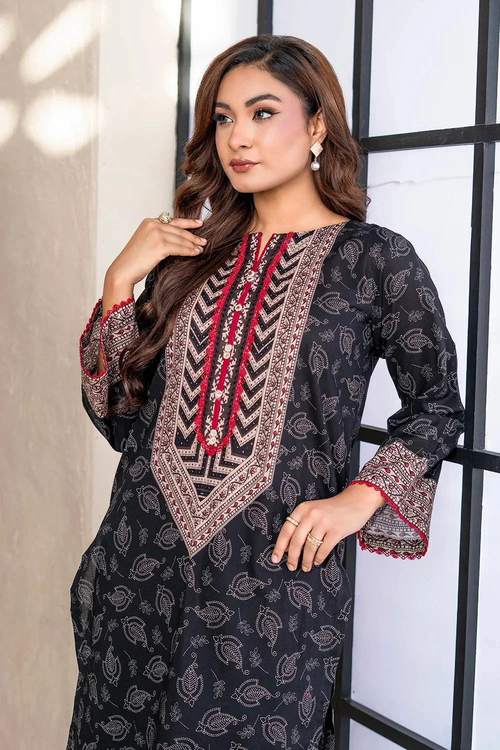 2PC Unstitched Printed Lawn Shirt and Trouser KST-4066 Printed KHAS STORES 