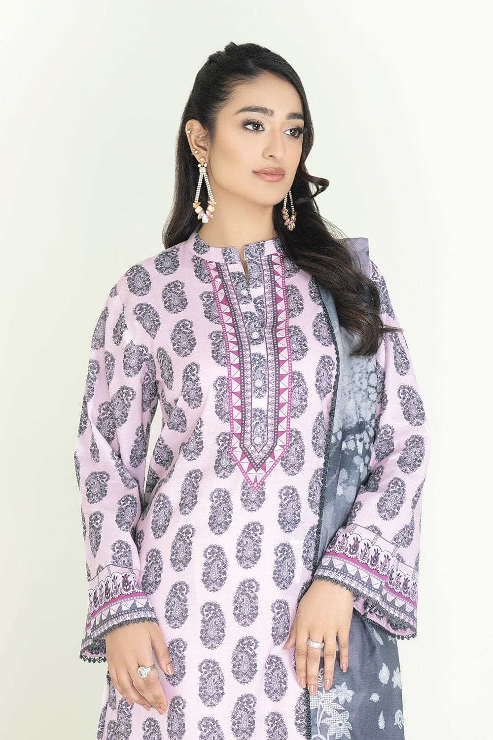 2PC Unstitched Printed Lawn Shirt & Dupatta | KSD-3814 Printed KHAS STORES 
