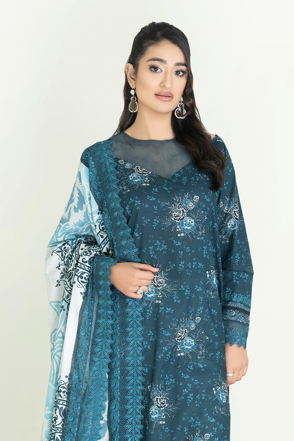 2PC Unstitched Printed Lawn Shirt & Dupatta | KSD-3815 Printed KHAS STORES 