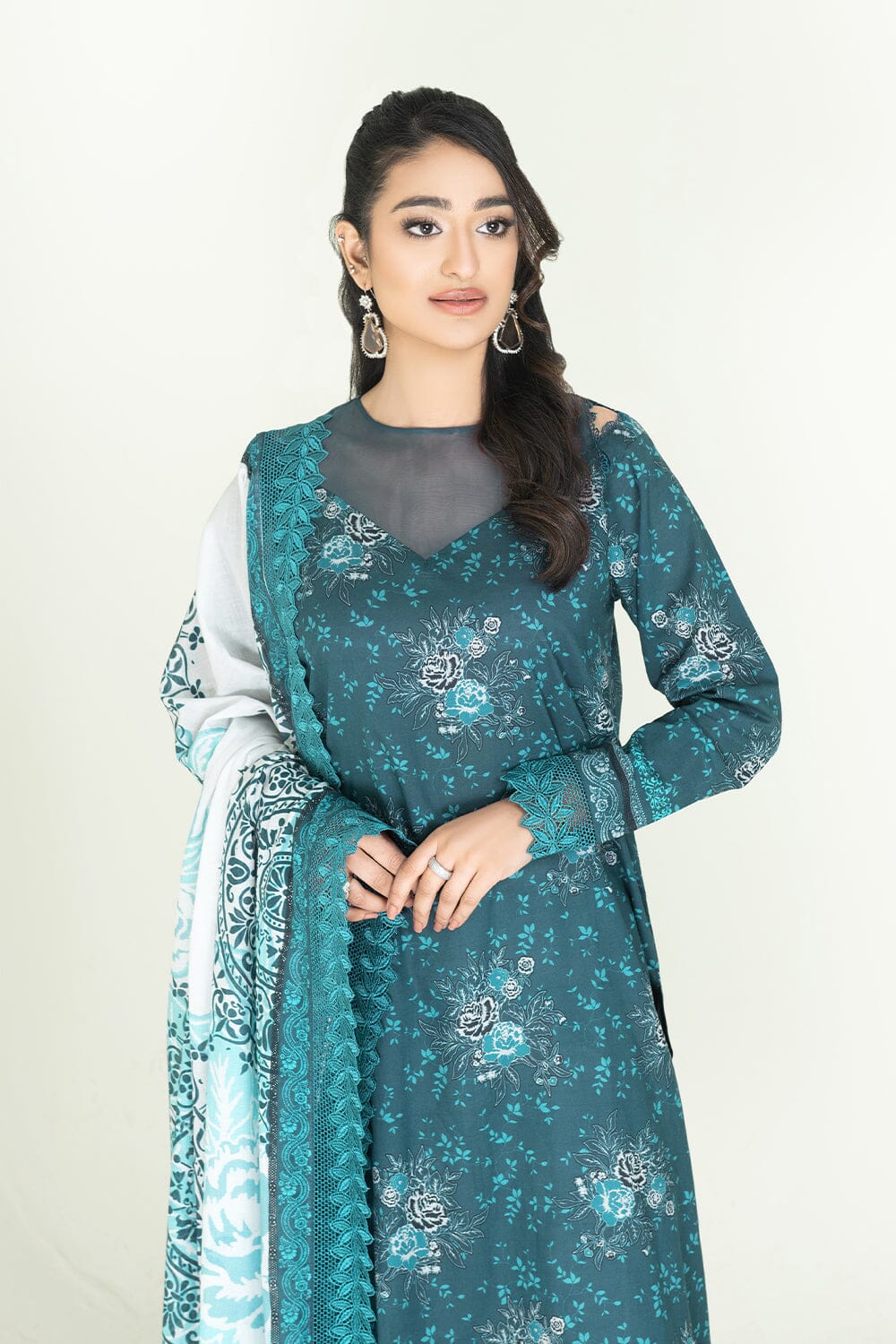 2PC Unstitched Printed Lawn Shirt & Dupatta | KSD-3815 Printed KHAS STORES 