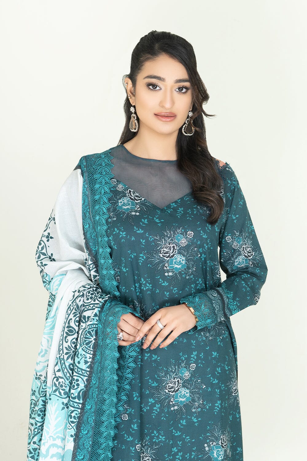 2PC Unstitched Printed Lawn Shirt & Dupatta | KSD-3815 Printed KHAS STORES 
