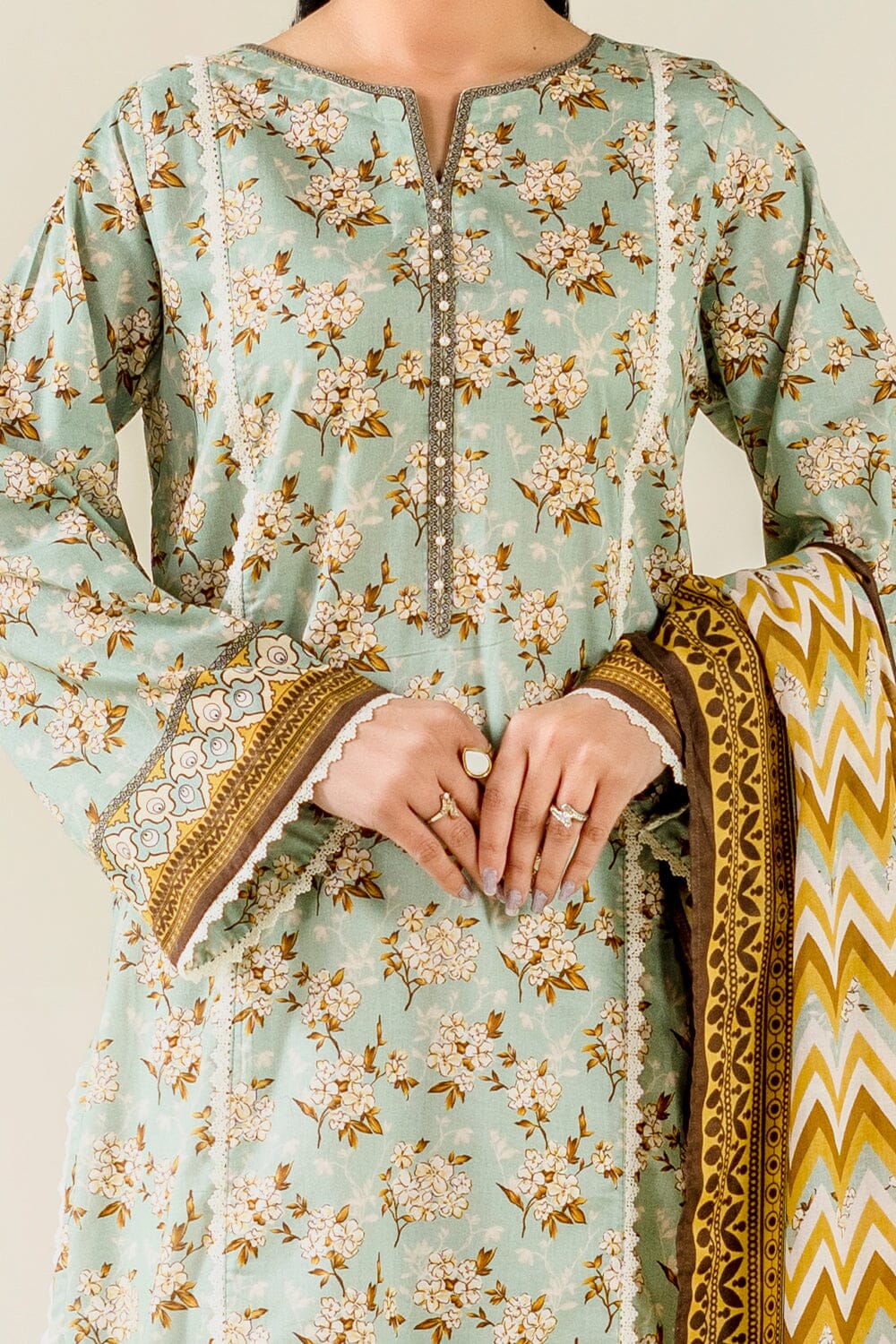 2PC Unstitched Printed Lawn Shirt & Dupatta | KSD-3826 Printed KHAS STORES 