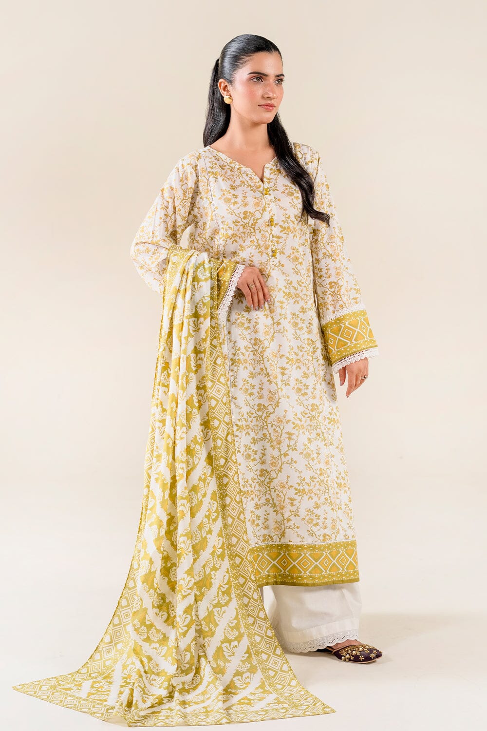2PC Unstitched Printed Lawn Shirt & Dupatta | KSD-3827 Printed KHAS STORES 
