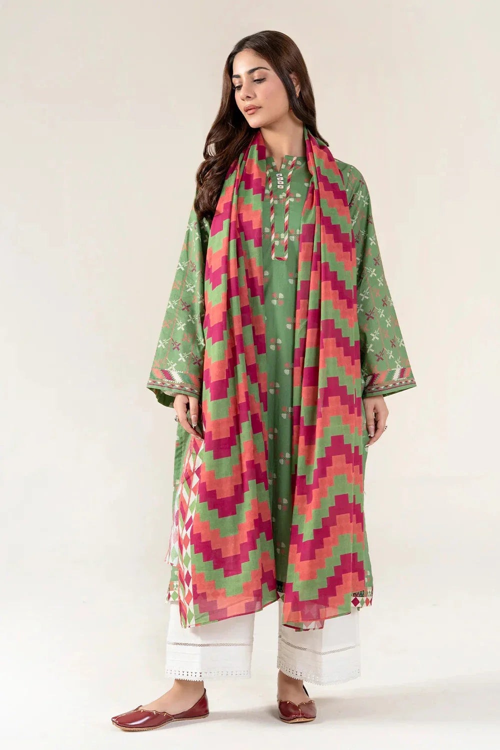 2PC Unstitched Printed Lawn Shirt & Dupatta | KSD-4049 Printed KHAS STORES 