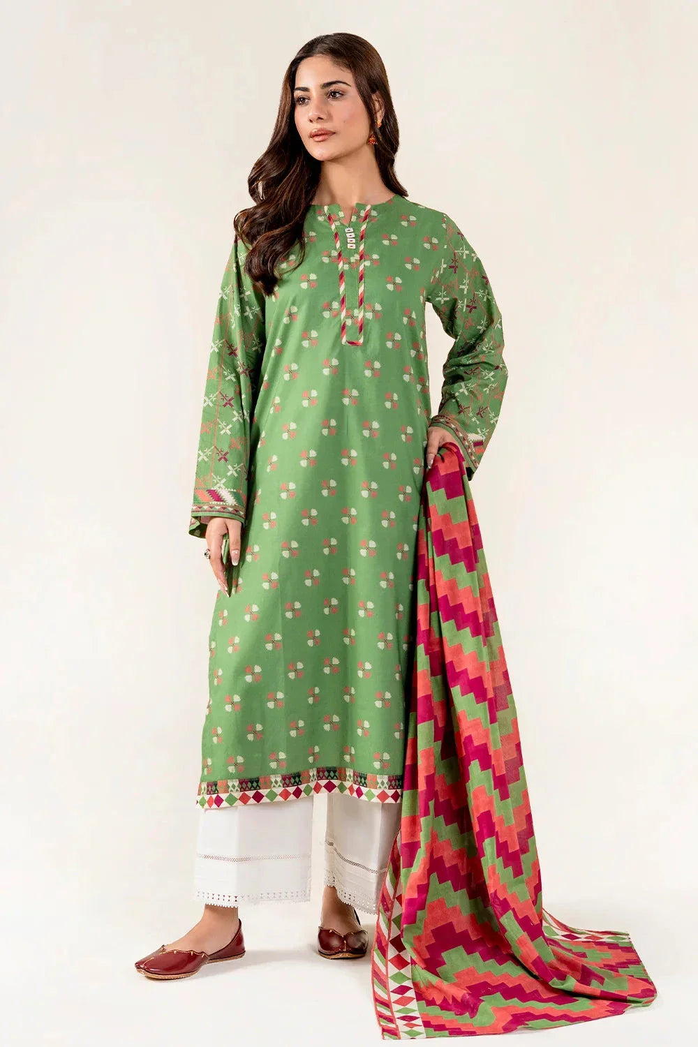 2PC Unstitched Printed Lawn Shirt & Dupatta | KSD-4049 Printed KHAS STORES 