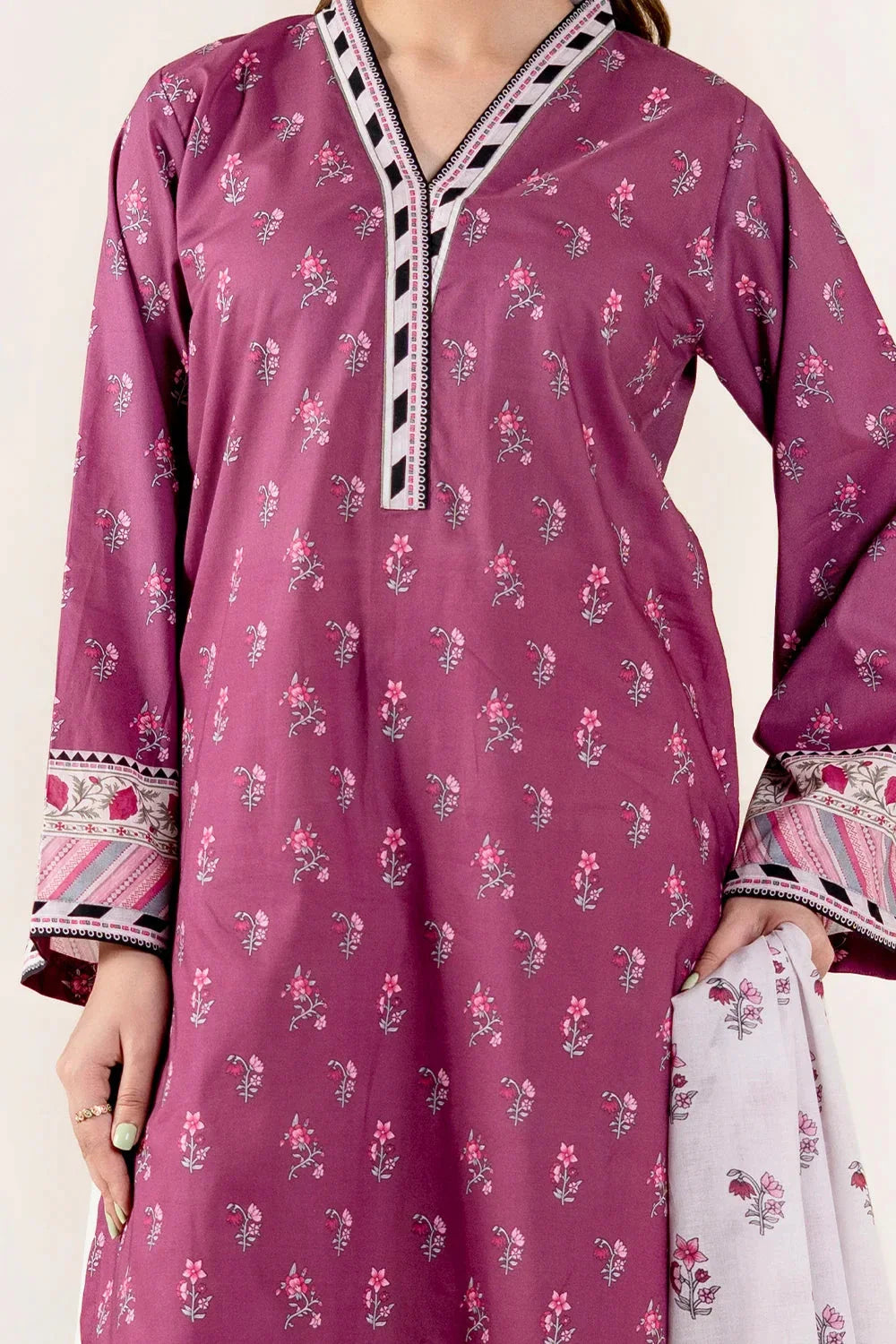 2PC Unstitched Printed Lawn Shirt & Dupatta | KSD-4050 Printed KHAS STORES 