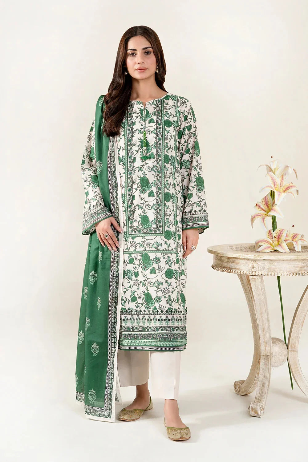 2PC Unstitched Printed Lawn Shirt & Dupatta | KSD-4055 Printed KHAS STORES 