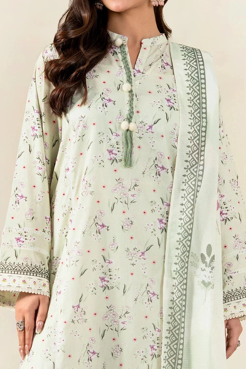 2PC Unstitched Printed Lawn Shirt & Dupatta | KSD-4057 Printed KHAS STORES 