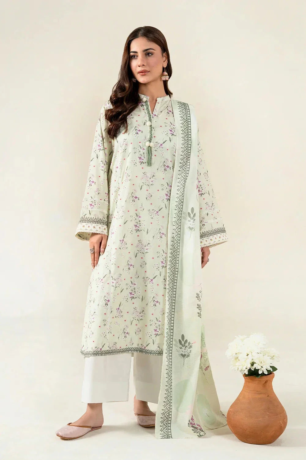 2PC Unstitched Printed Lawn Shirt & Dupatta | KSD-4057 Printed KHAS STORES 