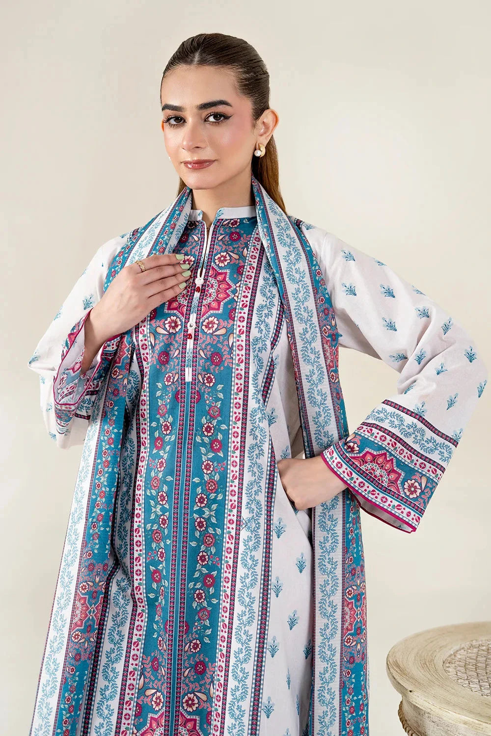 2PC Unstitched Printed Lawn Shirt & Dupatta | KSD-4058 Printed KHAS STORES 