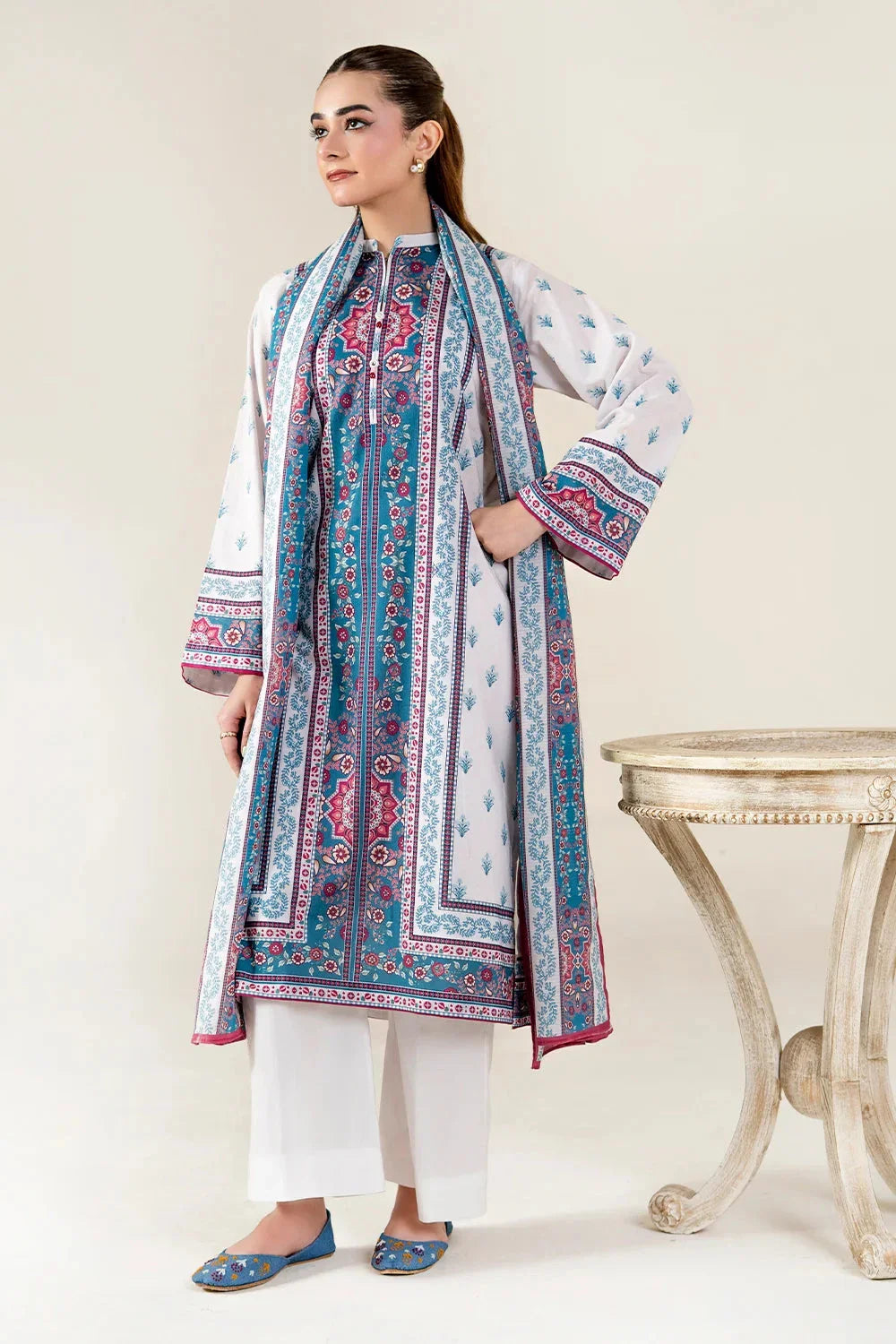 2PC Unstitched Printed Lawn Shirt & Dupatta | KSD-4058 Printed KHAS STORES 