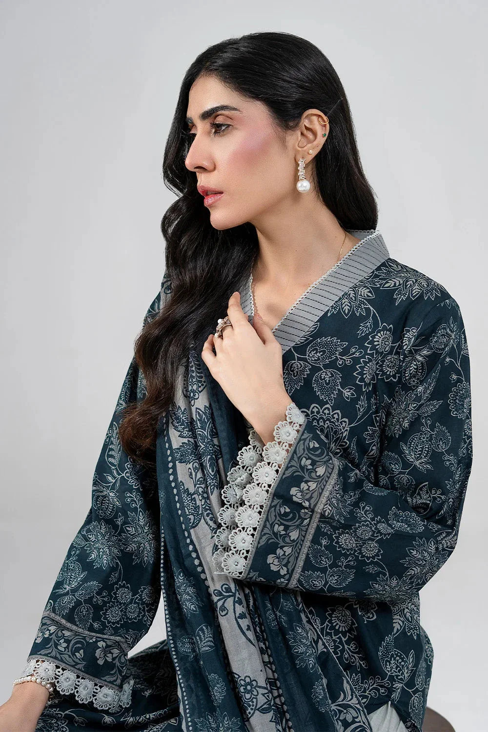 2PC Unstitched Printed Lawn Shirt & Dupatta | KSD-4099 Printed KHAS STORES 