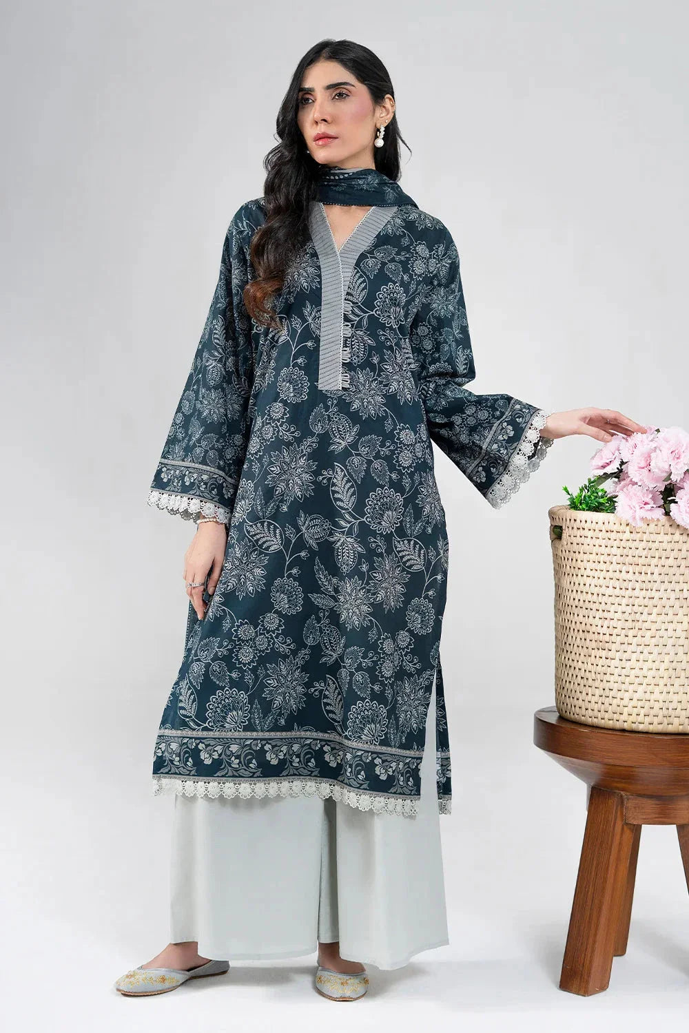 2PC Unstitched Printed Lawn Shirt & Dupatta | KSD-4099 Printed KHAS STORES 