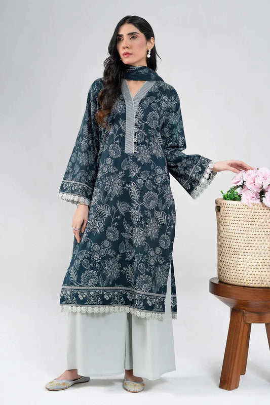 2PC Unstitched Printed Lawn Shirt & Dupatta | KSD-4099 Printed KHAS STORES 