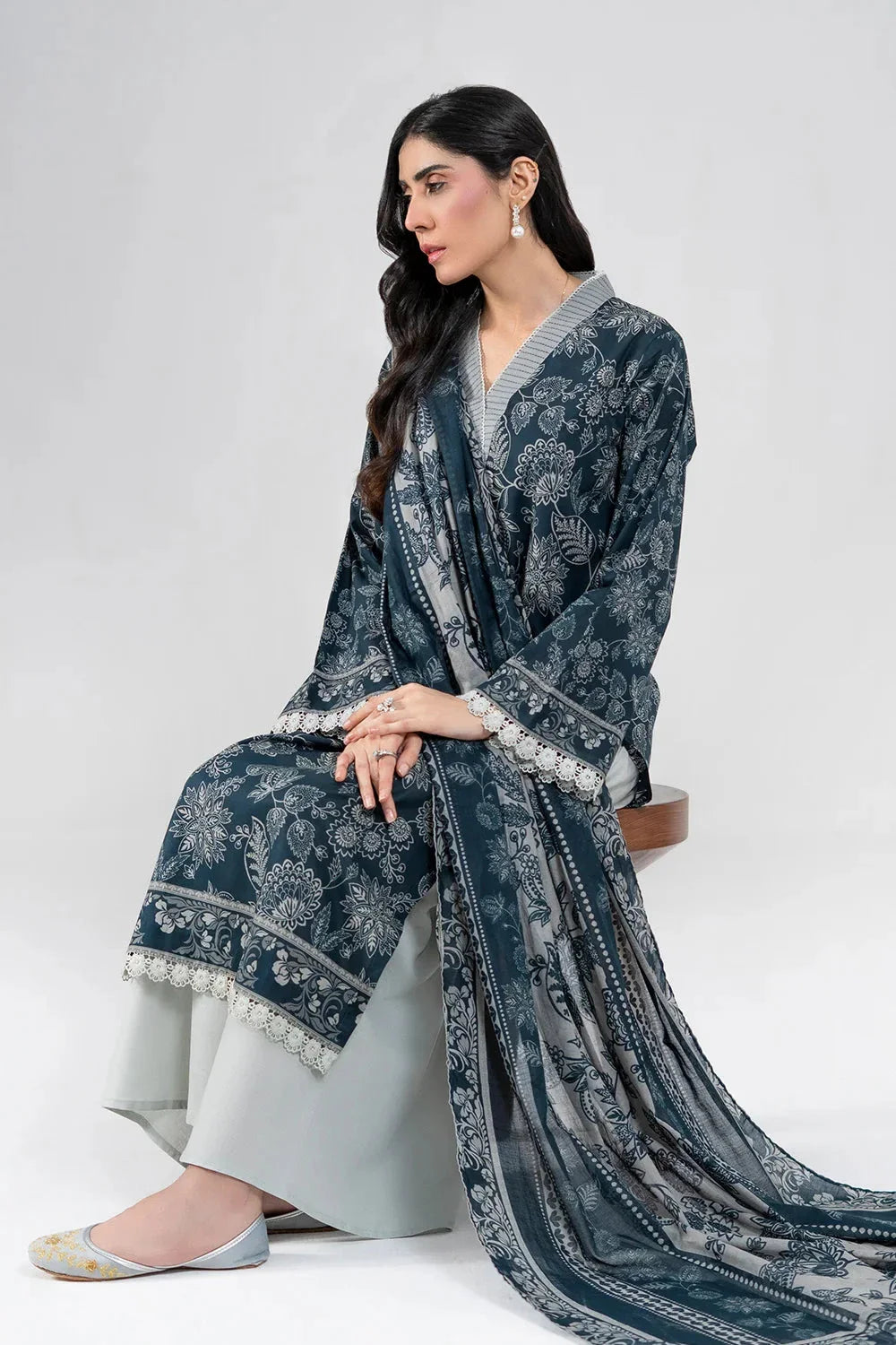 2PC Unstitched Printed Lawn Shirt & Dupatta | KSD-4099 Printed KHAS STORES 