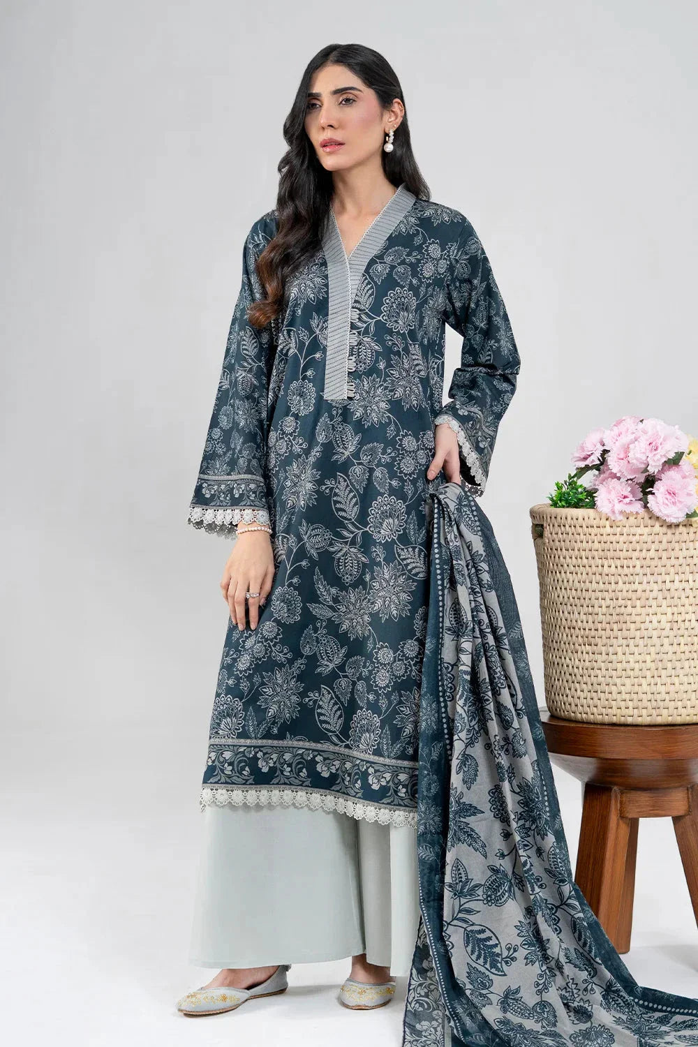 2PC Unstitched Printed Lawn Shirt & Dupatta | KSD-4099 Printed KHAS STORES 